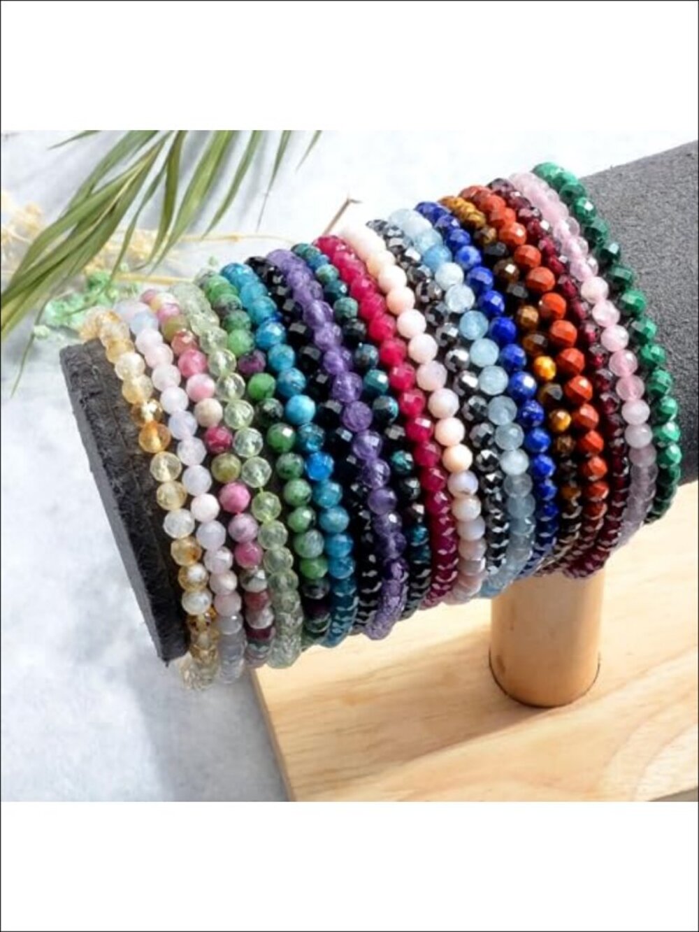 Faceted Golden Rutilated Quartz Stretch Bracelet Handmade Gemstone